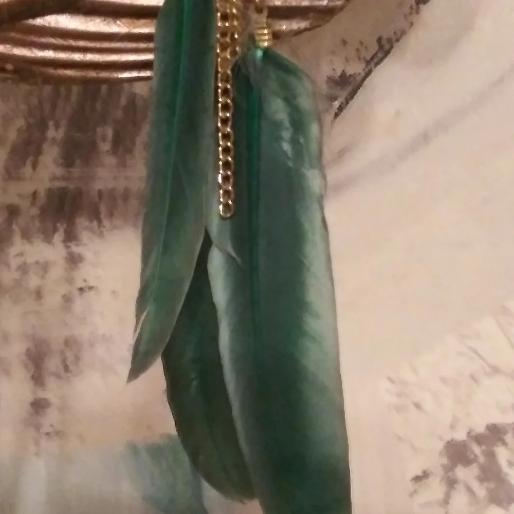 Feather Rhinestone Chain Long Earrings